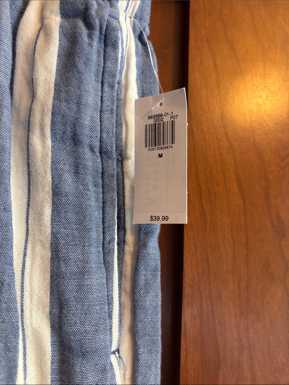 NWT Old Navy Wide Leg High-Rise Full Length Comfort Waistband Med Blue/White - Picture 3 of 12